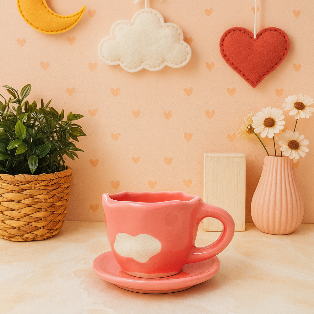 Sugarblush Skies- Ceramic Cup and Saucer Set